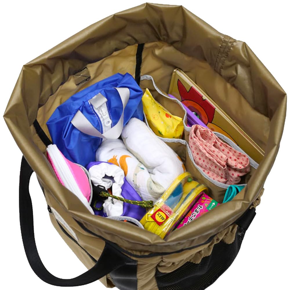 תיק עגלה/תיק יום לתינוק Fredrick Packers 210D Tipi Tote, תיק כתף, תיק טיפול בילדים, קל משקל, קיבולת גדולה, שרוך הידוק דו-כיווני, יוניסקס, שחור