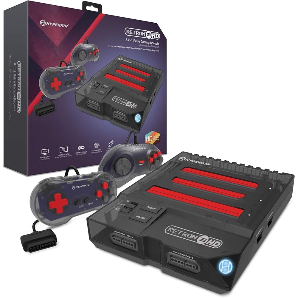 Hyperkin RetroN 3 HD 3-in-1 Retro-Spielekonsole für NES, Super Famicom und Genesis/Mega Drive (Weltraumschwarz) - Sega Genesis