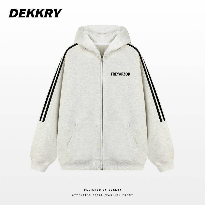 

Men s American Minimalist Letter Print Three-Stripe Hoodie Cardigan - Versatile Autumn/Winter Streetwear L