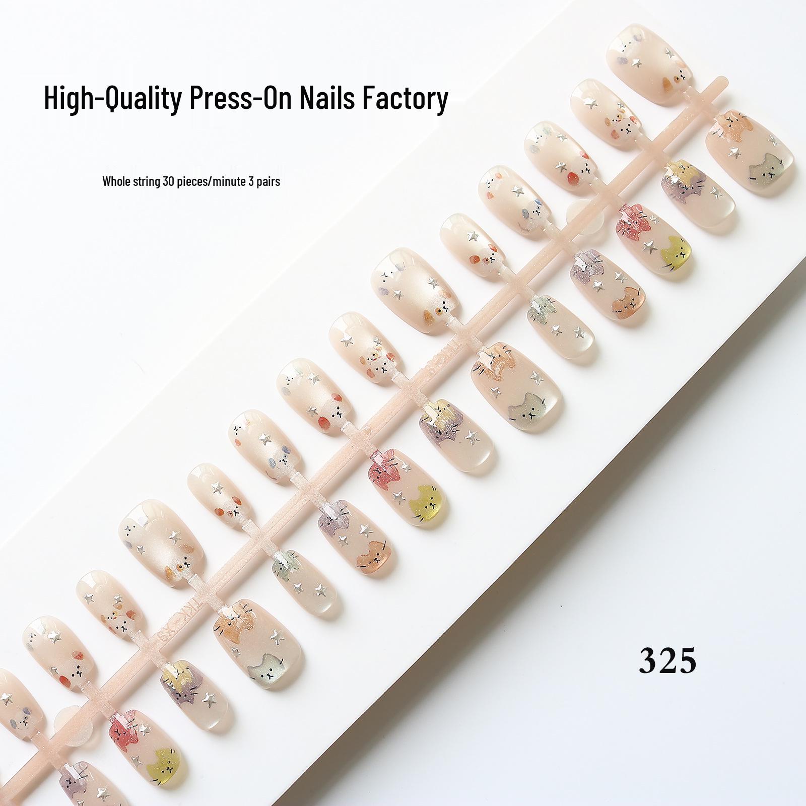 Cat Eye Gilded Star Cartoon Nail Art Tips - High Quality White Moonlight Glass Beads