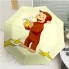 Curious George Print Automatic Umbrella, 8 Rib Iron Frame, Plastic Handle, Suitable for Outdoor Travel &Daily , Ideal Gift