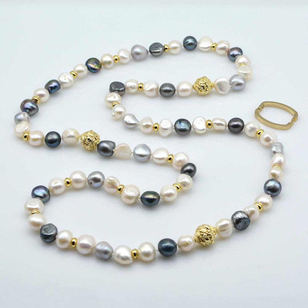 Pearl Long Necklace Natural Pearl Gold Plated Accessories Color Double Layer Necklace Boho Ladies Sweater Chain Mother Gift