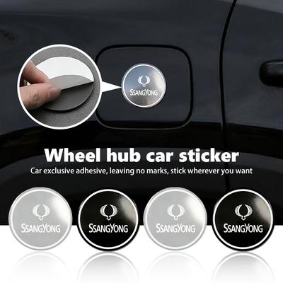 4pcs 56mm Car Aluminum Logo Wheel Center Hub Cap Badge Sticker For SsangYong Musso Rexton Torres Kyron Actyon Tivoli Rodius