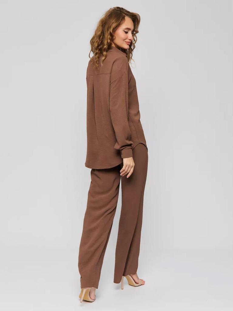 French Casual Two-Piece Loungewear Set: Relaxed Shirt and Pants for Women