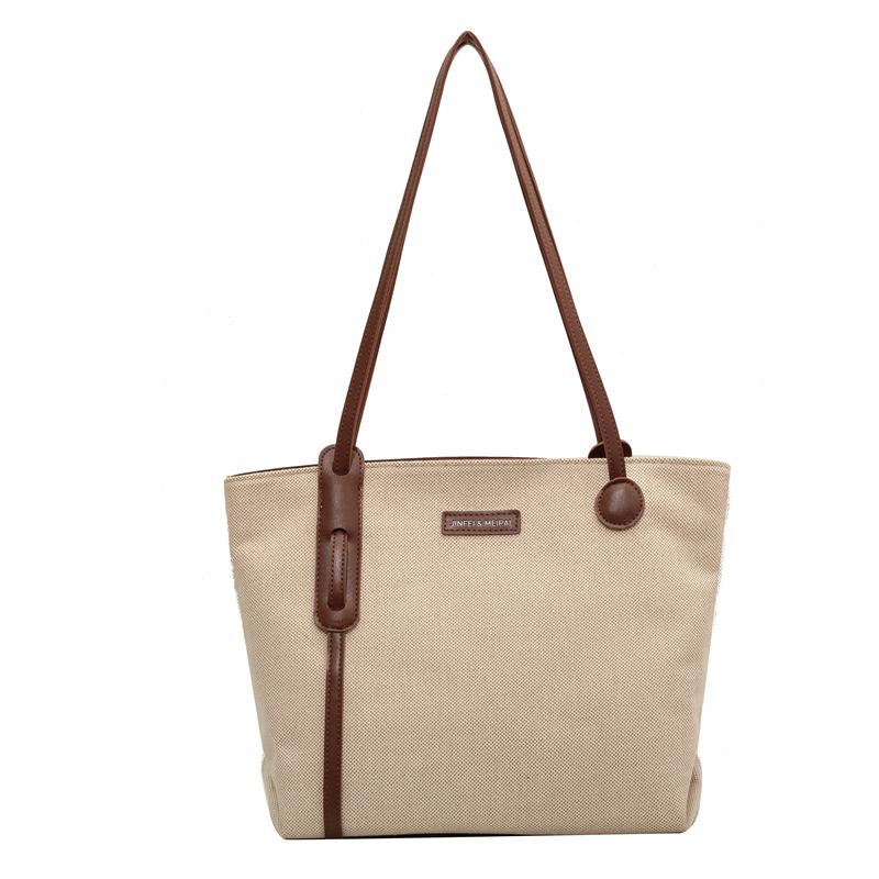 Casual Large-capacity Bag Women's Bag Summer New Versatile Canvas Bag Commuting Class Shoulder Bag Simple Tote Bag
