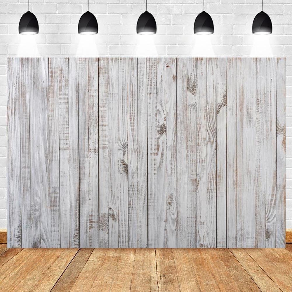 Wood Backdrop for Food Baby Portrait Photography Backdrops White Brown Wooden Board Plank Background for Party Decor Custom