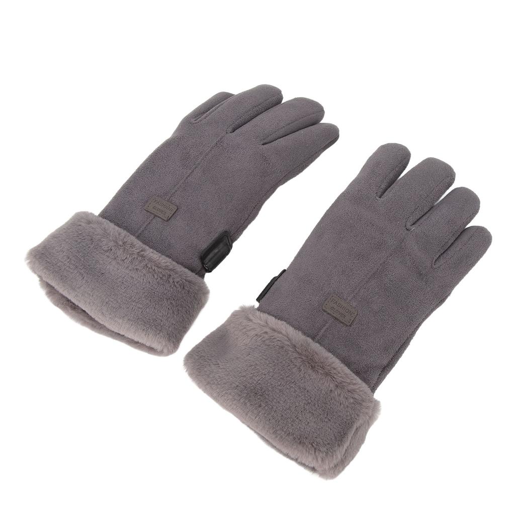 USB Heated Gloves Fluff Non Slip Palm Waterproof Adjustable Elastic Wristband Windproof Thermal Gloves for Women Cold