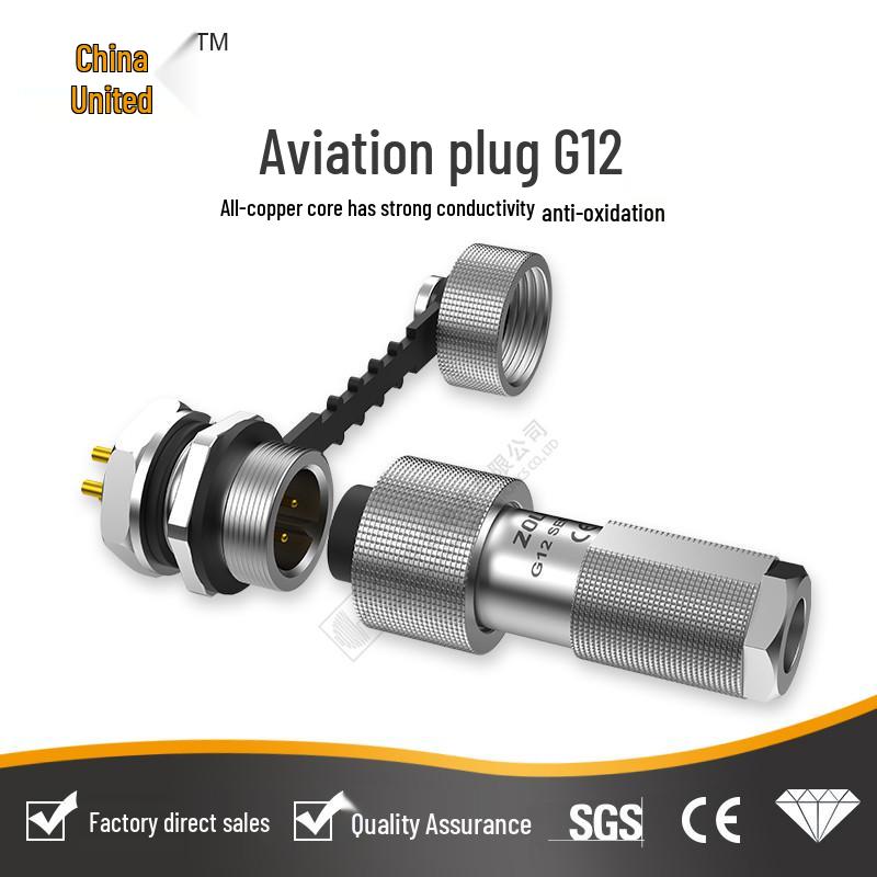 Zhonglian G12 Waterproof Aviation Connector: 2/3/4/5/6/7 Pin Male Socket & Female Plug