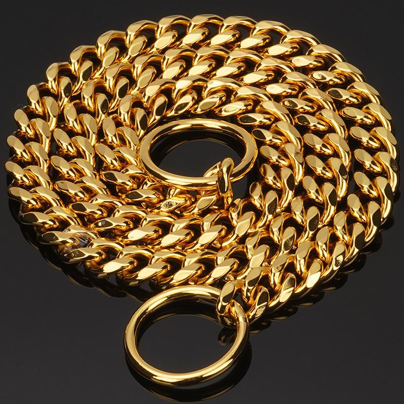 10mm Gold Edelstahl Hunde Halskette P Kette Titanstahl Halskette