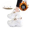 Thick-soled leather cotton shoes, winter velvet thickened dad shoes, small warm sneakers