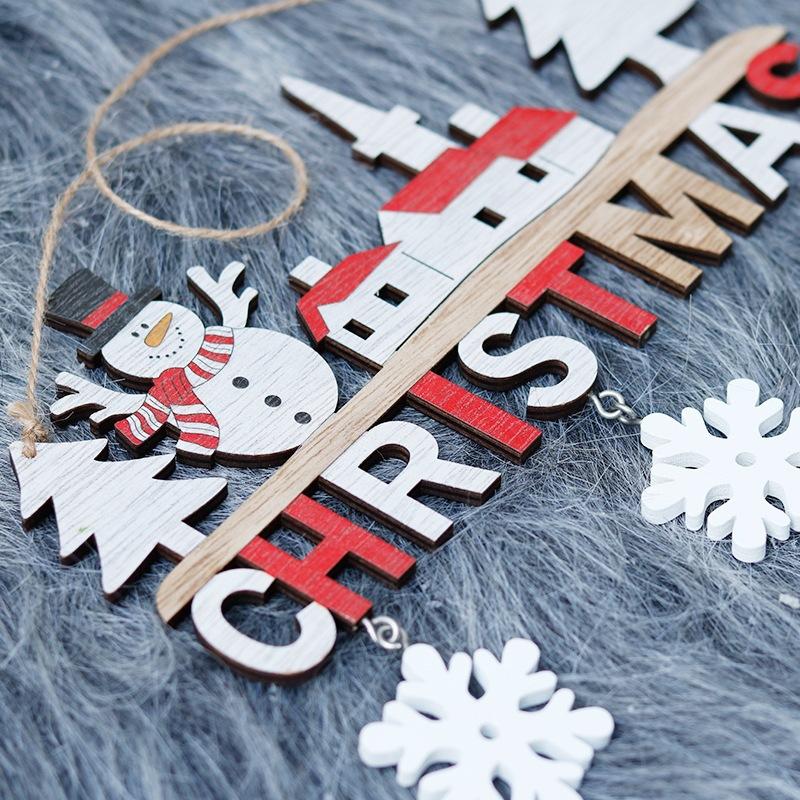 2024 Wooden Christmas Pendants Door Wall Xmas Decor Christmas Tree Hanging Ornaments Happy New Year 2025 Naviidad Decor For Home