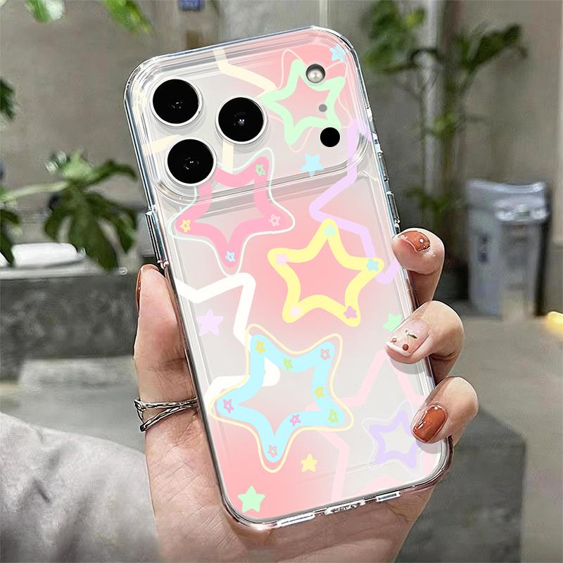 Modern Colorful Stars Pattern Case For iPhone 17 Pro Max Coque iPhone 16 15 14 13 Pro Max 11 Clear TPU Silicone Soft Cover