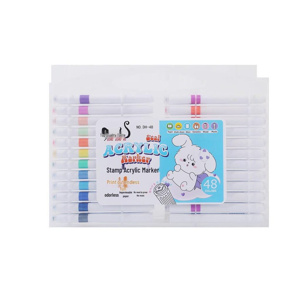 Waterproof Acrylic Marker Set: 12/24/36/48 Colors Opaque, Layerable Pens for Students