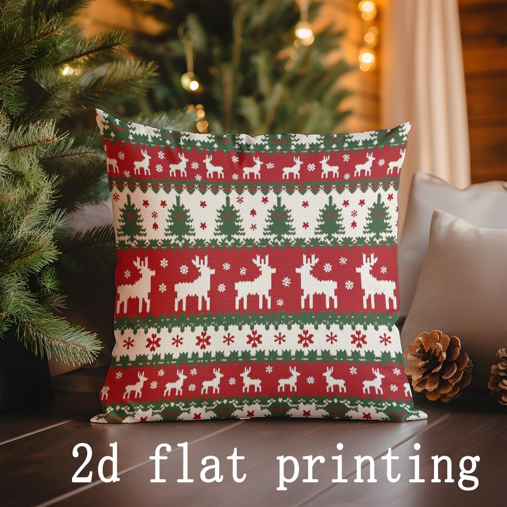 Home Decor Santa and Reindeer Christmas Pillow Suitable For Sofa Bedroom Car Pillow Cover Cushion Rectangular Back Cushion