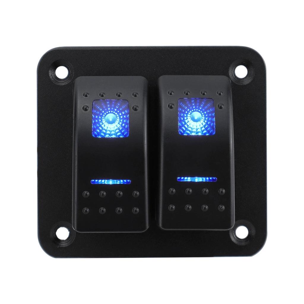 Marine Switch Panel Waterproof 12V 3 Gang Rocker Switch Panel Blue LED for Car Truck Boat RV UTV ATV RZR