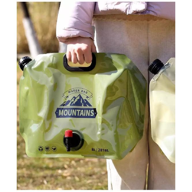 Outdoor Large Capacity Water Bag 8L Portable Foldable Water Storage Bag Camping Car Food Grade Soft Water Storage Bag