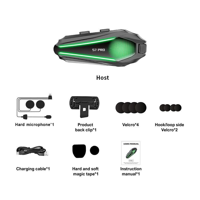 S7 Bluetooth Helmet Headset: High-Quality Sound, Waterproof, Freeze-Proof, Noise-Cancelling, Ideal for Team Riding.