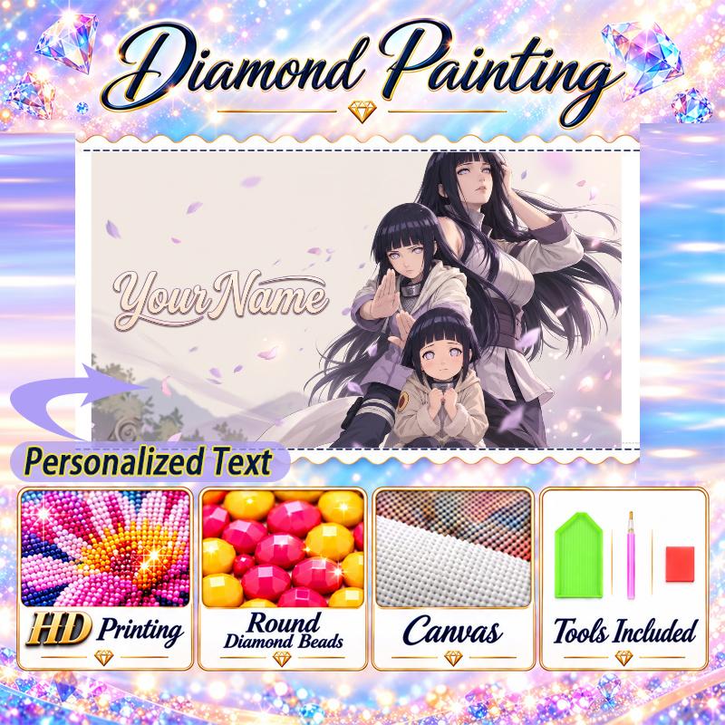Personalized Hinata Hyuga Diamond Art Custom Name 5D Diamond Painting Full Drill DIY Craft