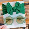 2 Pcs/Set New Children Solid Color Cotton Bowknot Wide Hairband Round Sunglasses Set Baby Girls Sunglasses Kids Hair Accessories