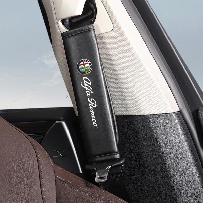 Car Stickers For Alfa Romeo Car Leather Headrest Pillowcase Seat Belt Shoulder Pad For Alfa Romeo 4C 159 Spider Giulia Giulietta