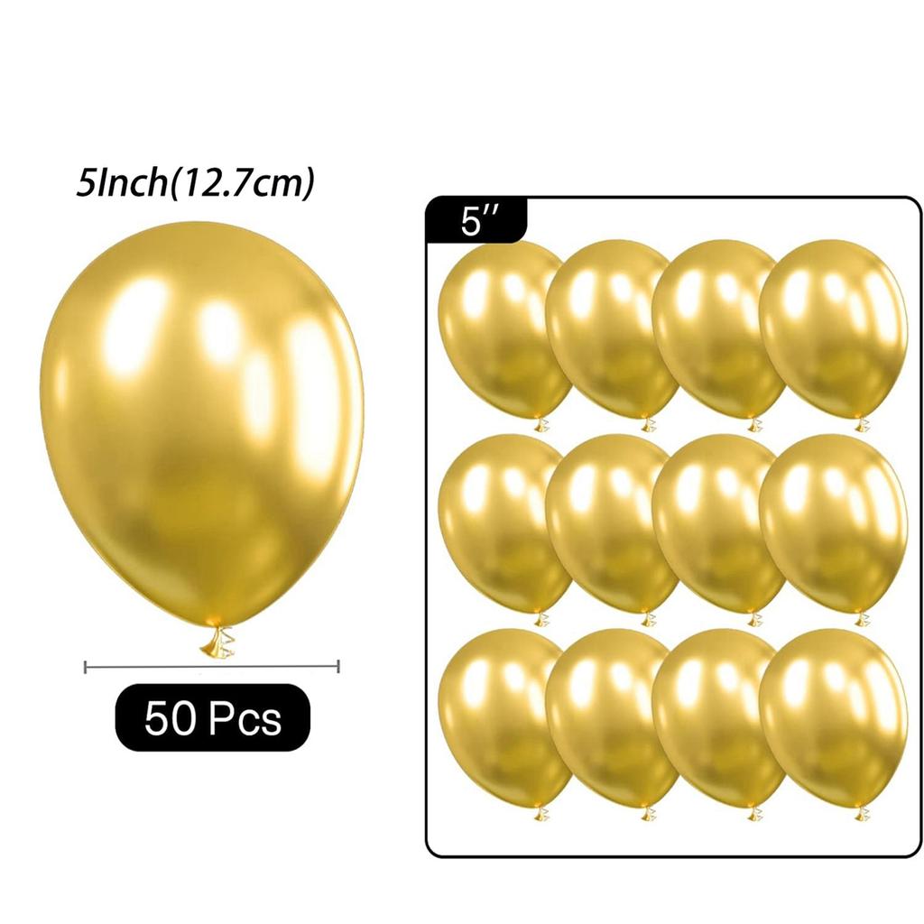 50 Pcs 5 Inch Chrome Metallic Helium Balloons for Birthday Wedding Anniversary Christmas Party Decorations