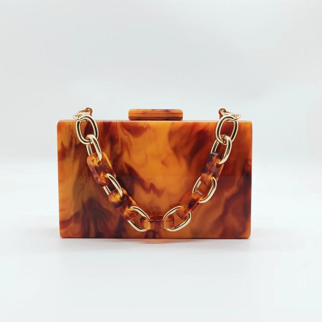 Marble Pattern Acrylic Dinner Bag, Grab Bag, One Shoulder Diagonal Span Wedding Fashion Women'S Bag