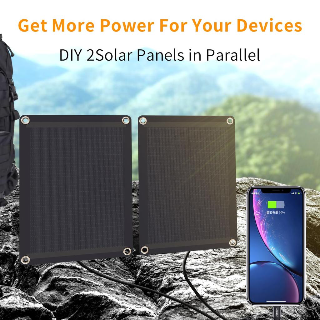 Parallel Black 12W X 6W Solar Panel with USB Output and 5V Solar 2A Fast Charging In Parallel Compatible with USB Output Lightweight and Weighing Just