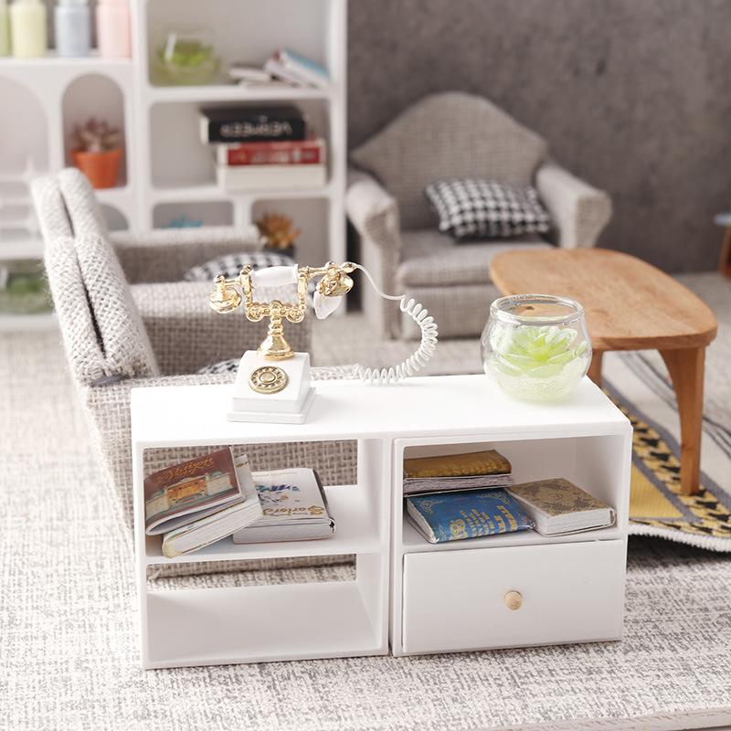 1Pcs 1/12 Dollhouse Storage Cabinet Tv Combination Cabinet For Micro Landscape Decoration Miniature Food Toy Model Diy Accessory