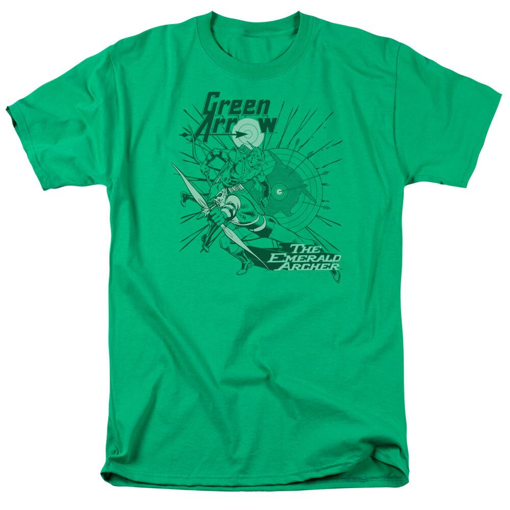 Green Arrow The Emerald Archer T-shirt Mens Licensed DC Comic Tee Kelly Green L