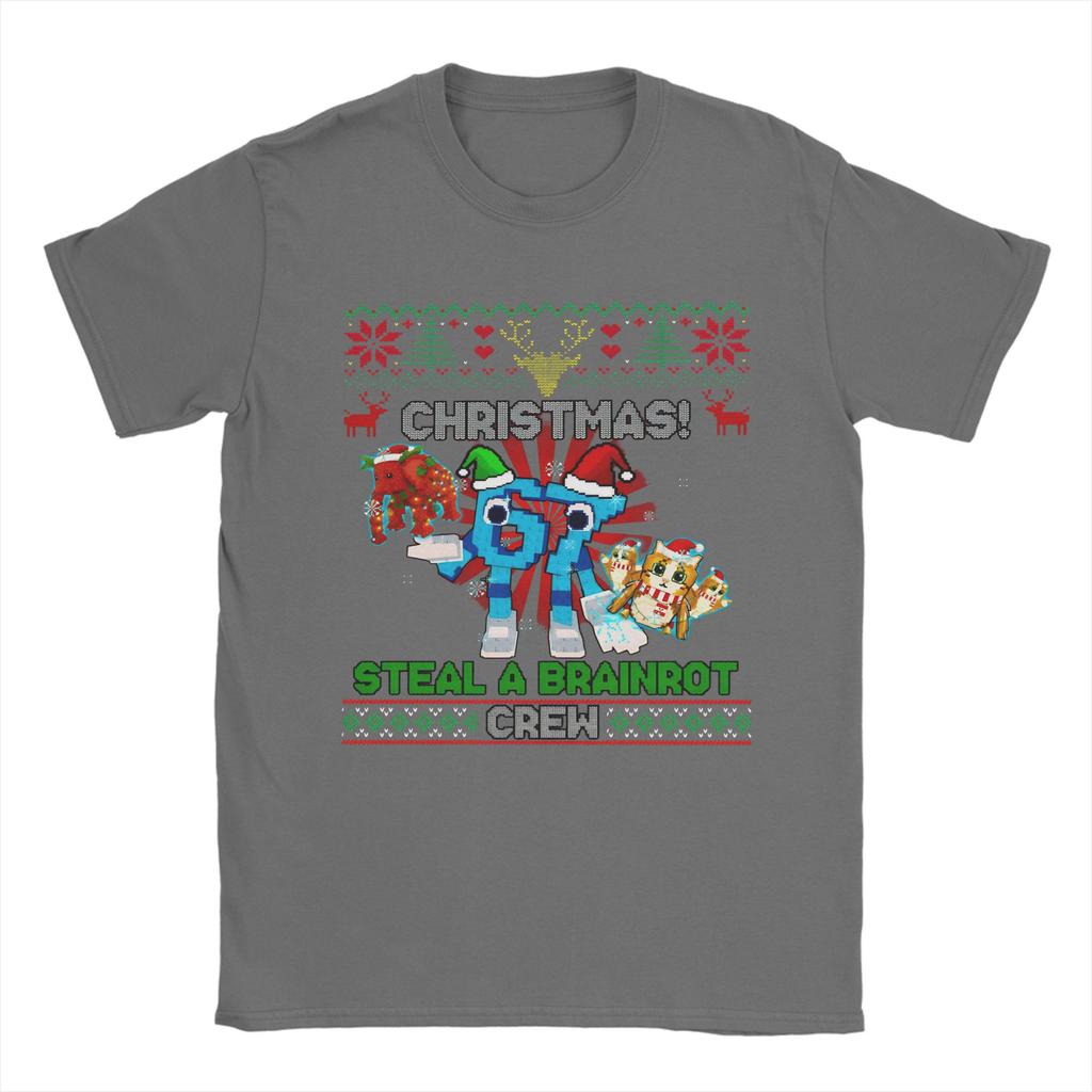 Men TShirts Funny With Elephant And Meowl Steal A Brainrot Christmas Crew Awesome 100 Cotton Tee Shirt Round Collar Tops Gift