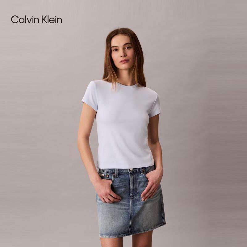 Calvin Klein Jeans Women s Ribbed Short Sleeve T-Shirt XS