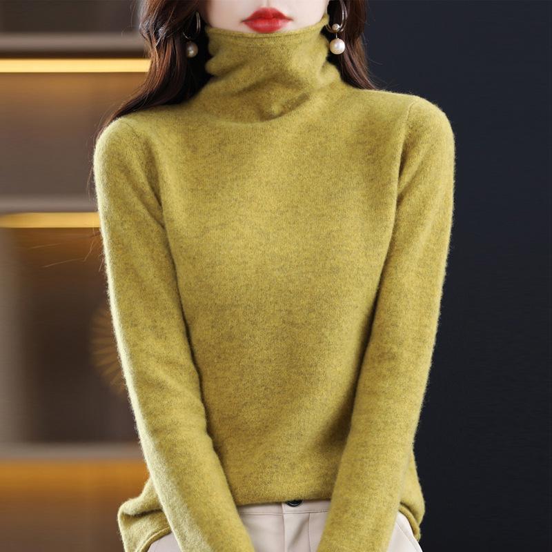Women's Pure Wool Turtleneck Sweater - Autumn/Winter Fashionable Knitted Cashmere Pullover