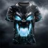 New Men's Summer Round-neck T-shirt Outdoor Loose and Casual Short-sleeved Retro Men's Scary Ghost Face Print T-shirt