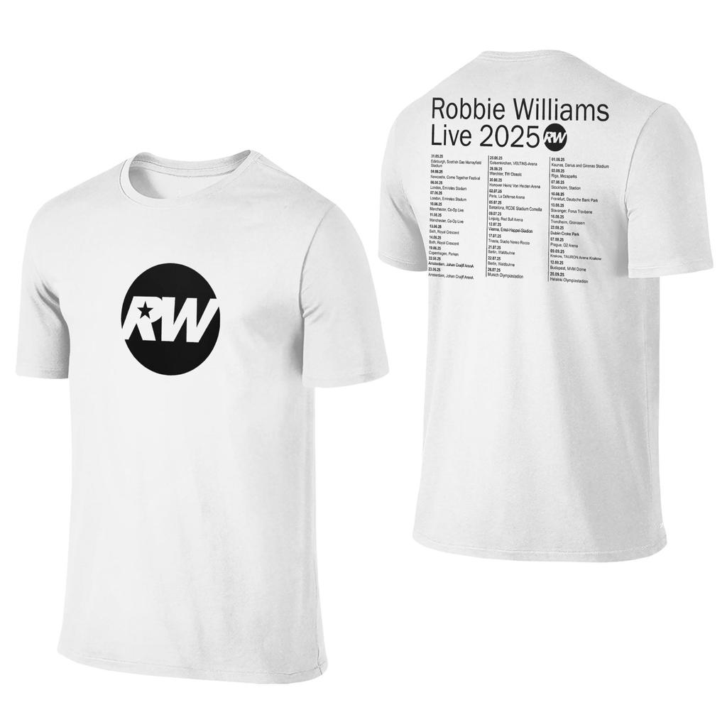 Robbie Williams Live 2025 Tour Concert Apparel Men Women T Shirt Cotton Tee Graphic Printing  T-shirt Clothing