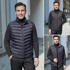 Men Waistcoat Vest Stand Collar Sleeveless Zipper Closure Windproof Vest with Pockets Solid Color Winter Thermal Jacket