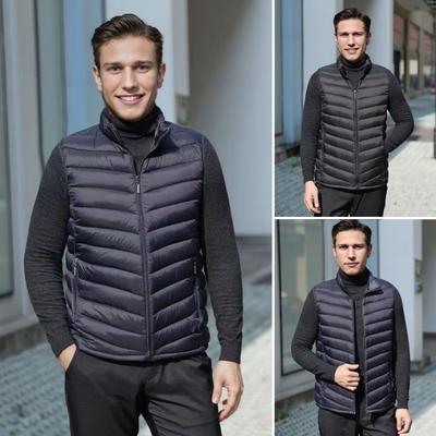 Heren Gilet Vest Opstaande Kraag Mouwloos Ritssluiting Winddicht Vest met Zakken Effen Kleur Winter Thermische Jas