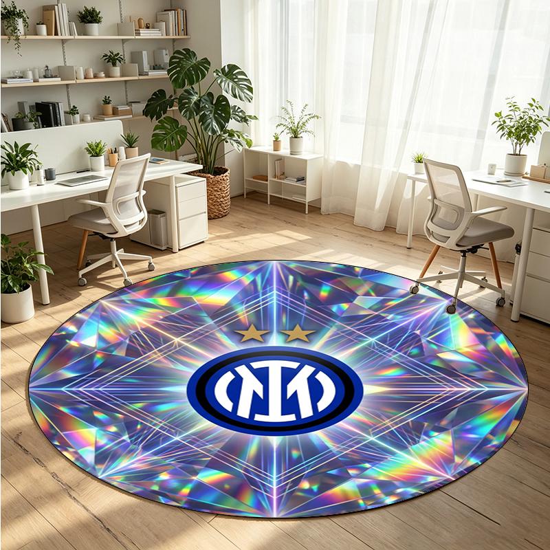 Borussia Dortmund Printed Round Crystal Velvet Rug Soft Non Slip Floor Carpet For Bedroom Holiday Gift