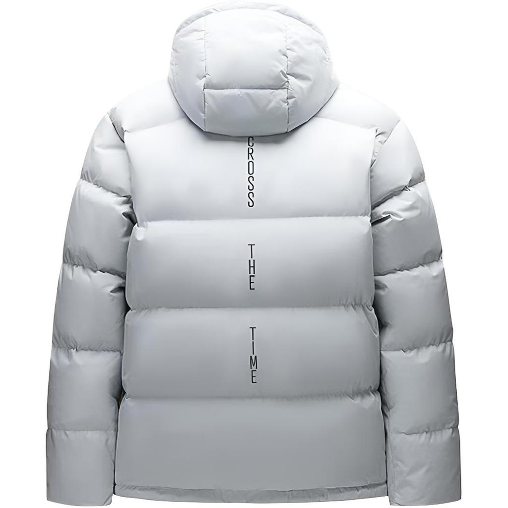 Anta Comfortable Casual Hooded Simple Letter Print Down Jacket Men Outerwear Cloud-Gray 152441911N-3