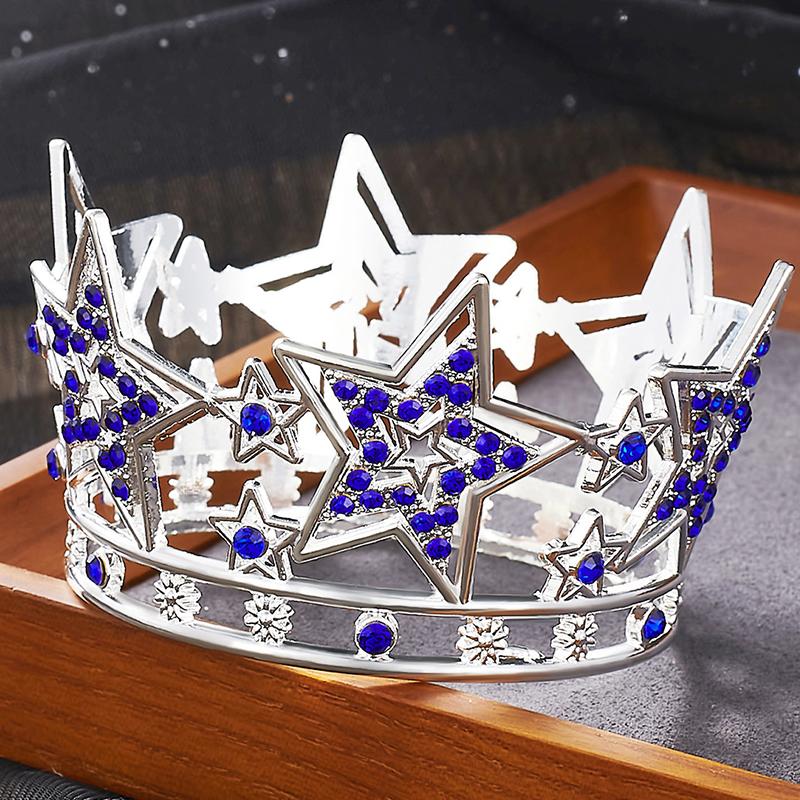 Luxury Star Tiaras Rhinestone Crown for Birthday Cake Topper Decoration Headwear Small Diadem Gift Accessories