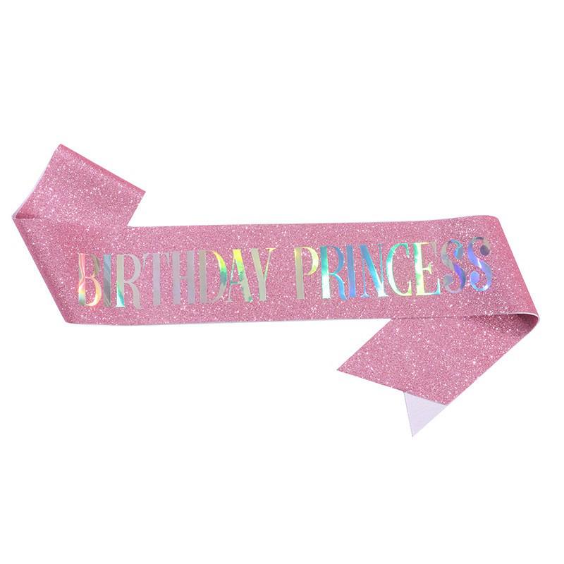 European & American Glitter Princess Birthday Sash for Girls