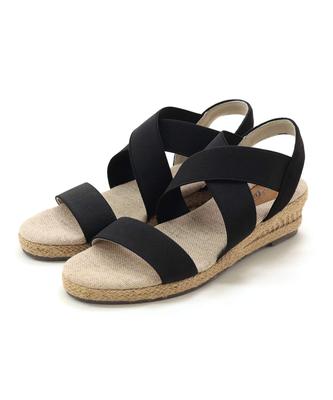 Heel Rubber Fit Sandals Relaxed Sandals M Black [Sest] 3.5cm Women's AHS7901-BLK-M