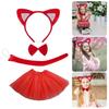 Cats Foxes Costume Set with Foxes Tail Bowtie and Headband Halloween Animal Dress Up Outfit for Kid Halloween Dress Up
