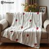 Stripe Strawberry Lightweight Microfiber Soft Christmas Fleece Blanket Warm Cozy Throw for Bed Sofa Office Travel All Season