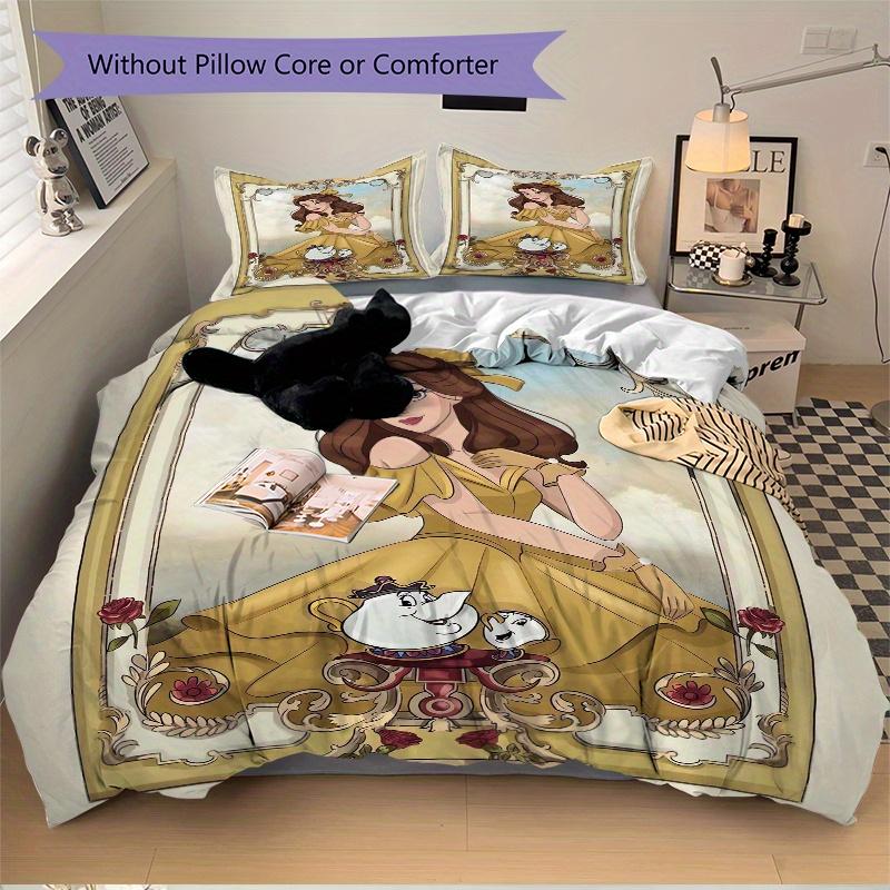 Ensemble de literie 3 pièces La Belle et la Bête Belle & Amis Comprend 1 housse de couette et 2 taies d'oreiller, Literie confortable