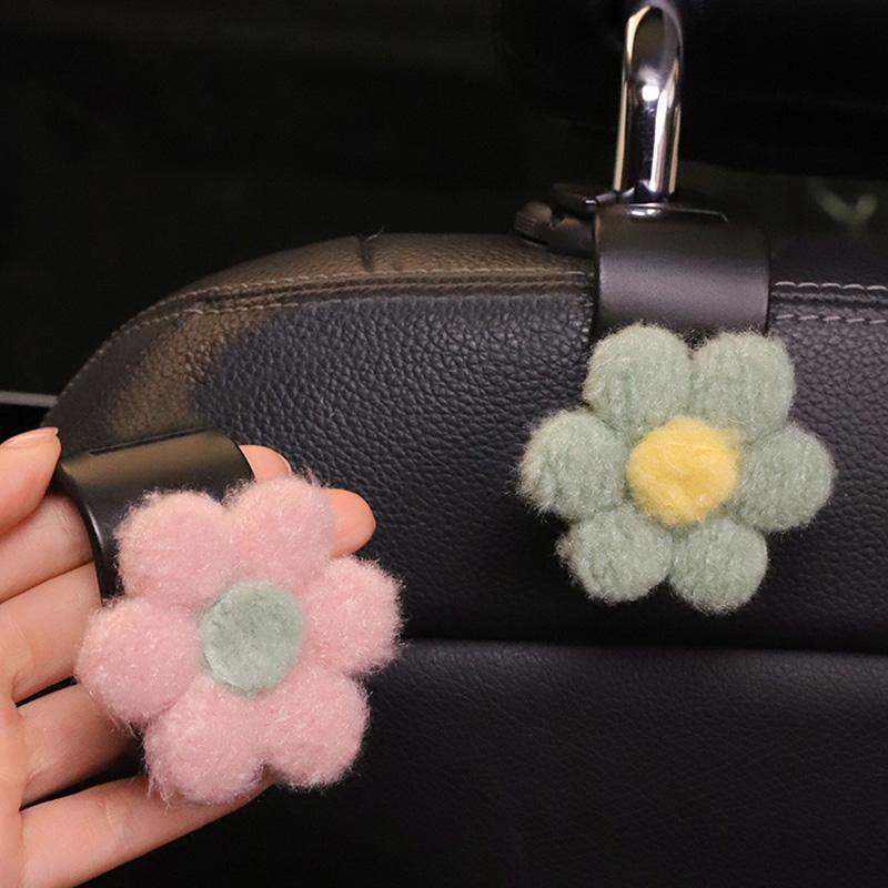 

Милые плюшевые цветы, крючки на спинку автомобильного сиденья, подголовник для хранения автомобиля, органайзер, вешалка для продуктов, сумка, автомобиль