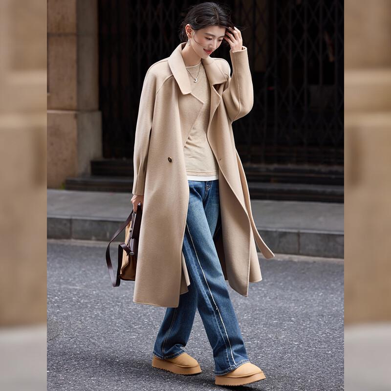 Bailuyu Women's Full Wool Suit Collar Double-Sided Overcoat