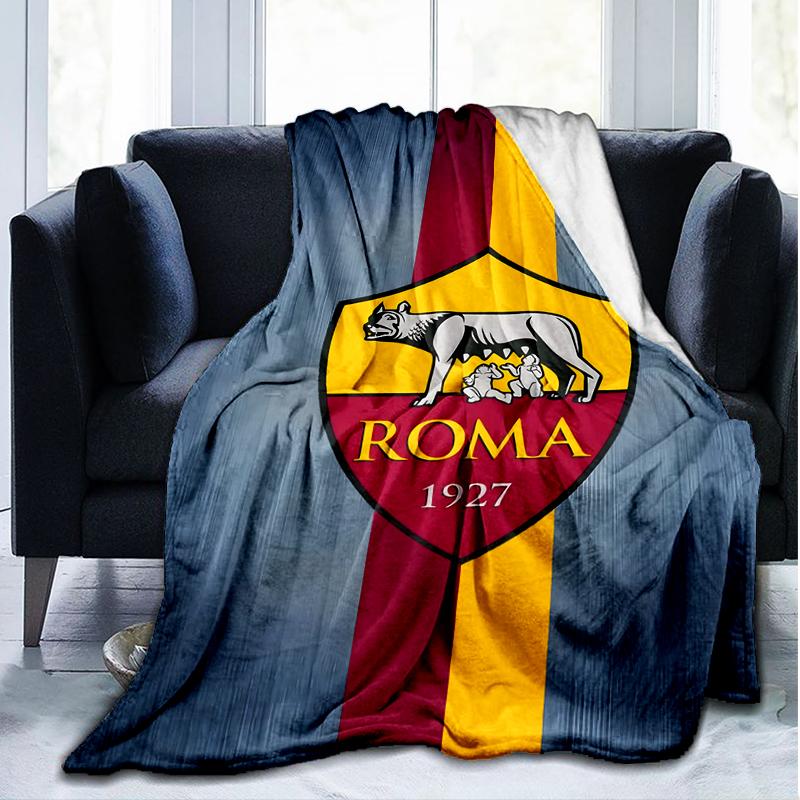 1pz Coperta Morbida in Flanella Stampata AS Roma1 Calcio per Camera da Letto Adulti Soggiorno Divano Campeggio Viaggio Regali per Fan Regali di Natale