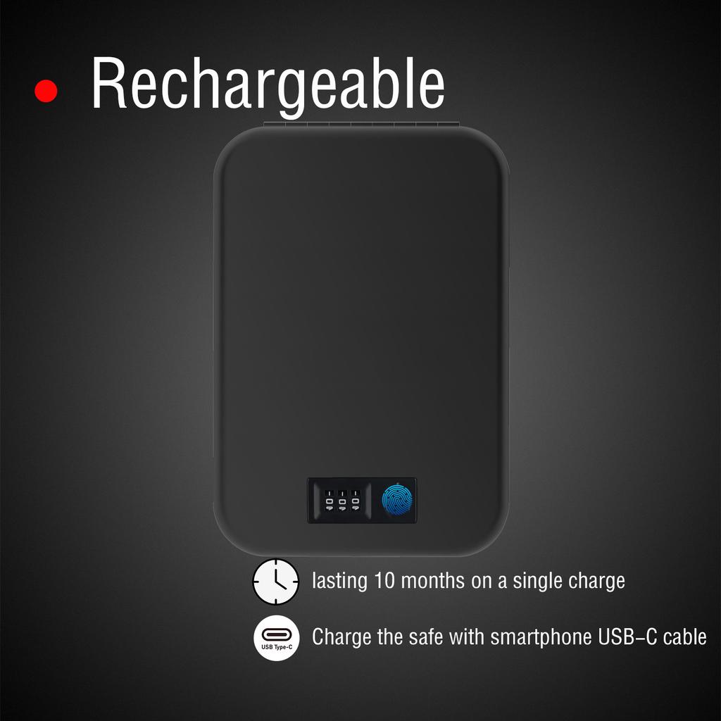 Tragbarer Fingerabdruck-Passwort-Safe Fingerabdruck-Pistolensafe Mini-Pistole-Waffensafe mit Stahlseil Auto-Mini-Diebstahlschutzsafe