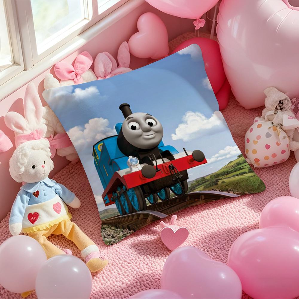 T-Thomas The Train Pillow Case Soft Plush Fabric Double-Sided Printed Cushion Cover Warm Winter Sofa Pillow Case