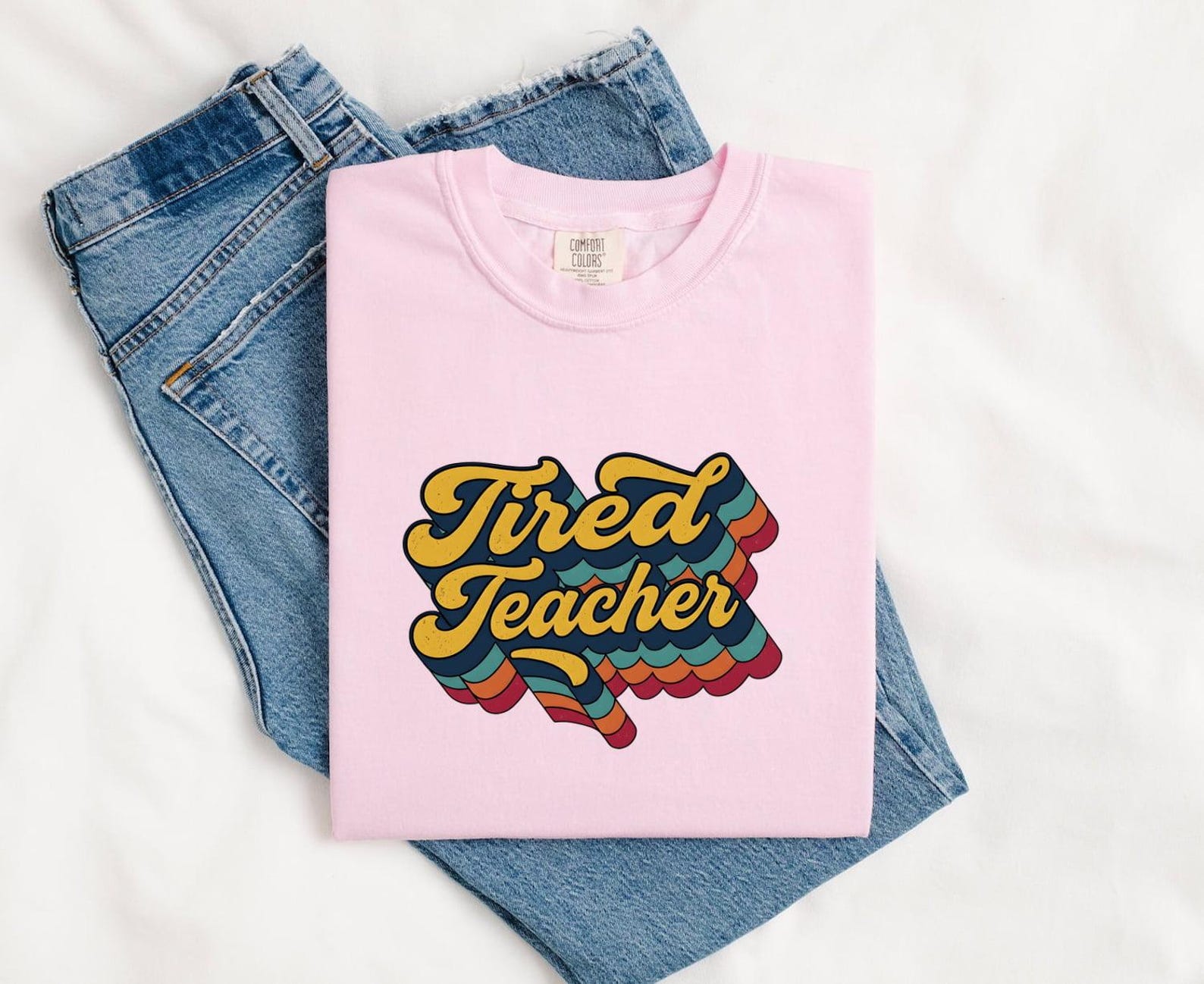 Retro Rainbow Text Shirt Teacher Appreciation Gift Women Vintage Tee Rainbow Typography T-Shirt Educator Enthusiast Retrostyle Tshirt XL